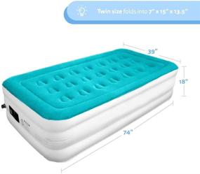 img 3 attached to Twin Air Mattress with Electric Pump - Premium Inflatable Airbed for Ultimate Comfort - Elevated High Raised Twin Size Blow Up Mattress with Flocked Top and Double High Luxury