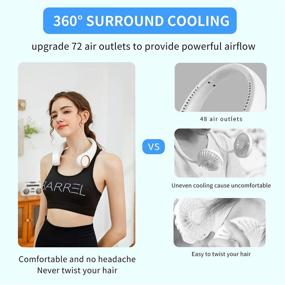 img 1 attached to BEQQKI Bladeless Neck Fan - Hands-Free Portable Personal Fan with 4000mAh Battery, USB Rechargeable, 3 Speeds, Upgraded Design with 72 Air Outlets - White