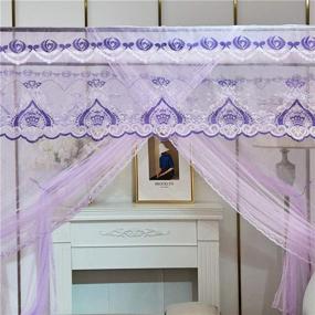 img 1 attached to Elegant Bed Curtains Canopy with Embroidery Lace, 4 Corner Post Canopy Netting for Queen 👑 Bed, Perfect Princess Canopy for Girls, Kids, Toddlers, Crib or Adult, Beautiful Bedding Décor in Purple