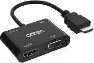 💻 hdmi to vga hdmi adapter: 2-way splitter for computer, laptop, pc, monitor – includes power supply logo