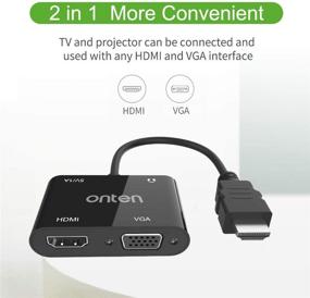 img 3 attached to 💻 HDMI to VGA HDMI Adapter: 2-Way Splitter for Computer, Laptop, PC, Monitor – Includes Power Supply