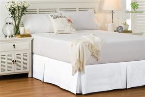 img 4 attached to 🛏️ Cotton Delight Bed Skirt Queen Size - 100% Natural Cotton, 800 Thread Count, Premium Tailored Fit, 18" Drop Length, White Solid