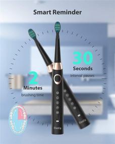 img 1 attached to Dnsly Ultrasonic Toothbrush Electric - 5 Modes, 2 Minute Timer, 30-Day Battery Life, 4 Black Toothbrush Heads