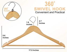 img 3 attached to 👕 Utopia Home Premium Wooden Hangers - 20 Pack - 360-Degree Rotatable Hook - Durable, Slim & Non-Slip - Shoulder Grooves - Lightweight Hangers for Coats, Suits, Pants & Jackets - Natural Finish