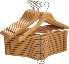 img 4 attached to 👕 Utopia Home Premium Wooden Hangers - 20 Pack - 360-Degree Rotatable Hook - Durable, Slim & Non-Slip - Shoulder Grooves - Lightweight Hangers for Coats, Suits, Pants & Jackets - Natural Finish