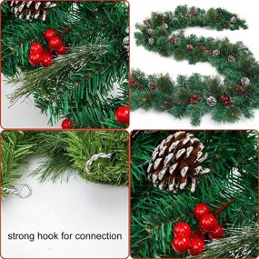 img 3 attached to 9 ft Pre-lit Christmas Garland with 50 Warm Lights - Waterproof, Battery Operated Xmas Decoration for Indoor/Outdoor/Home/Fireplace - Lighted Bendable Garland with Timer