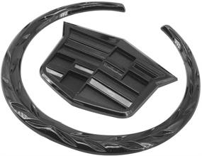 img 1 attached to 🏷️ Cadillac 6 Inch Front Grille Emblem Hood Badge: Crown Logo Symbol Ornament in Striking Black Finish