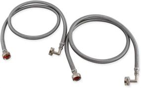 img 1 attached to Eastman 41065 5 Foot Pair of Silver Braided Stainless Steel Washing Machine Hoses with 3/4 inch FHT