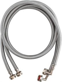 img 4 attached to Eastman 41065 5 Foot Pair of Silver Braided Stainless Steel Washing Machine Hoses with 3/4 inch FHT