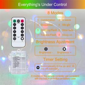 img 2 attached to 🌈 ANJAYLIA 2 Pack 100LED 33ft Fairy Lights: Battery Operated, Waterproof, Multi Color Twinkle String Lights with Remote Control Timer for Room Wedding Garden Party