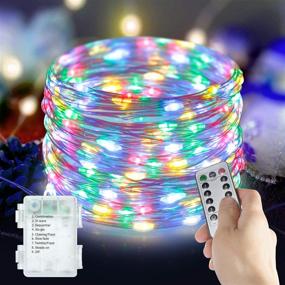 img 4 attached to 🌈 ANJAYLIA 2 Pack 100LED 33ft Fairy Lights: Battery Operated, Waterproof, Multi Color Twinkle String Lights with Remote Control Timer for Room Wedding Garden Party