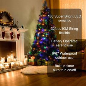 img 3 attached to 🌈 ANJAYLIA 2 Pack 100LED 33ft Fairy Lights: Battery Operated, Waterproof, Multi Color Twinkle String Lights with Remote Control Timer for Room Wedding Garden Party