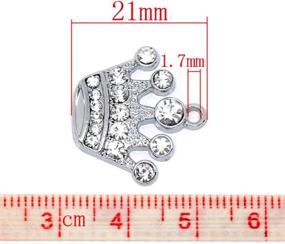 img 2 attached to 👑 Housweety Sparkling Silver Tone Rhinestone Crown Charm Pendants - 21x20mm