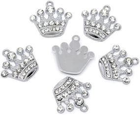 img 1 attached to 👑 Housweety Sparkling Silver Tone Rhinestone Crown Charm Pendants - 21x20mm