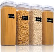 🍝 vtopmart airtight food storage containers - 4-piece bpa free plastic spaghetti containers with easy lock lids - kitchen pantry organization and storage - includes 24 labels logo