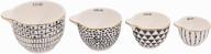 chic and elegant creative co-op black & white stoneware measuring cups with gold electroplating: set of 4 sizes logo