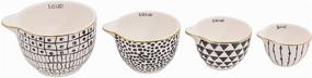 img 4 attached to Chic and Elegant Creative Co-Op Black & White Stoneware Measuring Cups with Gold Electroplating: Set of 4 Sizes