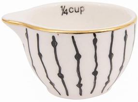 img 1 attached to Chic and Elegant Creative Co-Op Black & White Stoneware Measuring Cups with Gold Electroplating: Set of 4 Sizes