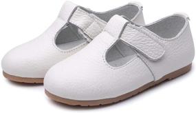 img 2 attached to DADAWEN Child's T-Shaped Leather Flats: Stylish Toddler Girls' Shoes