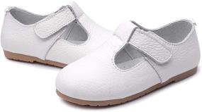 img 1 attached to DADAWEN Child's T-Shaped Leather Flats: Stylish Toddler Girls' Shoes