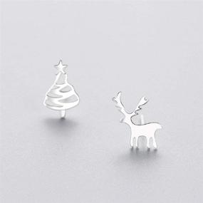 img 1 attached to 🦌 Cute Deer Christmas Tree Studs: Sterling Silver Earrings for Women & Teen Girls – Perfect Holiday Gifts, Hypoallergenic