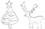 🦌 cute deer christmas tree studs: sterling silver earrings for women & teen girls – perfect holiday gifts, hypoallergenic logo