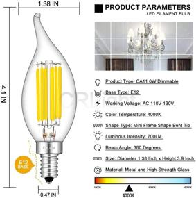 img 2 attached to CRLight 6W Dimmable LED Candelabra Bulb: 4000K Daylight White Illumination at its Finest