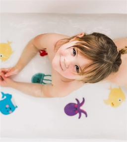 img 1 attached to Enhance Bath Safety: Curious Columbus Non-Slip Bathtub Stickers - Pack of 10 Large Sea Creature Decal Treads