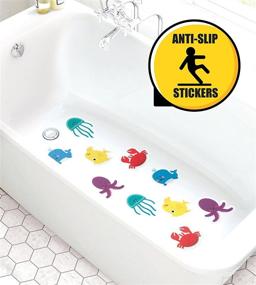 img 3 attached to Enhance Bath Safety: Curious Columbus Non-Slip Bathtub Stickers - Pack of 10 Large Sea Creature Decal Treads