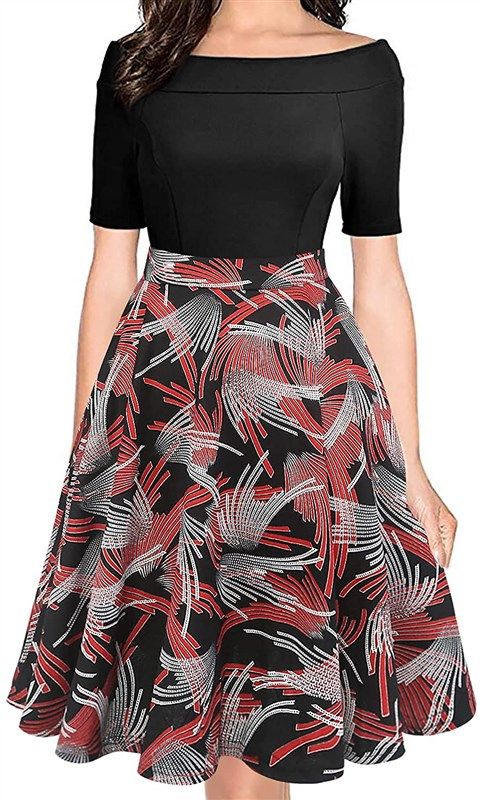 oxiuly patchwork stretchy cocktail bk redplaid women's clothing 로고