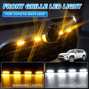 img 3 attached to 🚨 Top-tier Autorder LED Grille Lights Toyota RAV4 2019 Accessories: 2020-2022 Front Warning Bulbs with Amber and White Light (4PCS) - Excludes Adventure/RAV4 PHEV