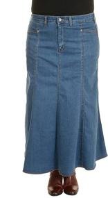 img 1 attached to 👗 Ice Cool Ladies Long Flared Stonewash Stretch Denim Skirt - Sizes 4 to 26, Lengths 30" & 35