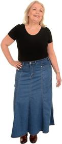 img 4 attached to 👗 Ice Cool Ladies Long Flared Stonewash Stretch Denim Skirt - Sizes 4 to 26, Lengths 30" & 35