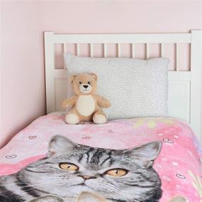 img 2 attached to 🐱 Super-Soft Cat Throw Blanket - Adorable Extra-Large Fleece Kitty Blanket for Women, Teens, Kids, Girls, Kittens, and Cat Lovers (50in x 60in) - Warm and Cozy Throw for Bed, Couch, Sofa