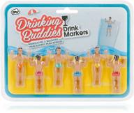 🍻 drinking buddies classic themed glass drink markers - reusable & fun! (set of 6) logo