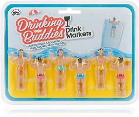 img 4 attached to 🍻 Drinking Buddies Classic Themed Glass Drink Markers - Reusable & Fun! (Set of 6)