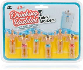 img 1 attached to 🍻 Drinking Buddies Classic Themed Glass Drink Markers - Reusable & Fun! (Set of 6)