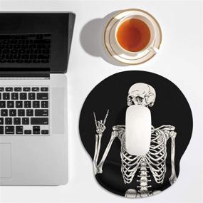 img 1 attached to 🖱️ Ideal Title: "Britimes Ergonomic Mouse Pad with Wrist Support – Non-Slip Rubber Base – Black Human Skeleton Design – for Home, Office, Gaming, Laptops – Comfortable Typing & Pain Relief