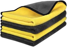 img 4 attached to 🚗 Highly Absorbent Microfiber Car Towels - Thick Drying Towels for Cars, Multipurpose Dust Cloth, Ideal for Car Wash, 15.7in x 23.6in Size, Pack of 4