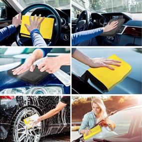 img 1 attached to 🚗 Highly Absorbent Microfiber Car Towels - Thick Drying Towels for Cars, Multipurpose Dust Cloth, Ideal for Car Wash, 15.7in x 23.6in Size, Pack of 4