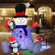 🎄 laiwen 7ft christmas inflatables snowman with 3 penguins, outdoor yard decorations - built-in rgb led lights, colorful rotating, christmas blow up inflatables, outdoor decorations logo