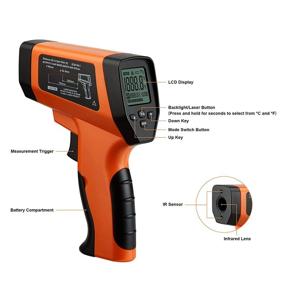 img 3 attached to 🌡️ Inkbird Infrared Thermometer for Cooking -58℉~1382℉, DS Ratio 16:1 Non-Contact Temperature Gun with Dual Laser IR, Adjustable Emissivity for Pizza Oven, Grilling, Reptile Food (NOT for Human)