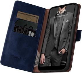 img 1 attached to SUANPOT для Moto G Play 2021 с блокировкой RFID Кожаный чехол-кошелек Держатель кредитной карты