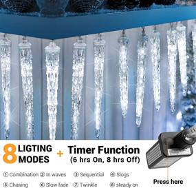 img 2 attached to 🎄 Outdoor Indoor Crystal Ice String Lights - 20 Icicles, 90 LED Christmas Icicle Lights - Connectable White Icicle Lights for Christmas Decorations