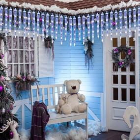 img 3 attached to 🎄 Outdoor Indoor Crystal Ice String Lights - 20 Icicles, 90 LED Christmas Icicle Lights - Connectable White Icicle Lights for Christmas Decorations