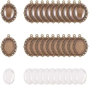 img 4 attached to 💍 PH PandaHall 60pcs Bezel Pendant Blanks Settings - Premium Oval Pendant Trays with Clear Glass Cabochons for Bouquet Bridal Wedding Brides Photo Charm Jewelry Making