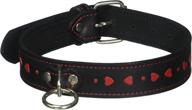 ❤️ stylish heart 2 heart collar - red hearts inlay & d-ring for leather enthusiasts logo