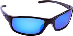 img 1 attached to Sea Striker High Tider Polarized Sunglasses: Black Frame, Blue Mirror, Grey Lens (Medium-Large Faces)