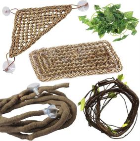 img 4 attached to PINVNBY Bearded Dragon Accessories - Lizard Hammock Jungle Climber Vines with Flexible Leaves - Habitat Decor for Climbing, Chameleons, Lizards, Geckos, Snakes