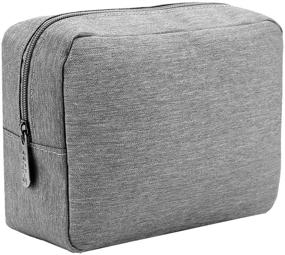 img 1 attached to 👜 Grey Canvas Zippered Cosmetic Travel Bag - E-Tree 9.8 inch Makeup Carrying Case, Mini Packing Cube, TSA Compliant Toiletry Carry Pouch Small Organizer